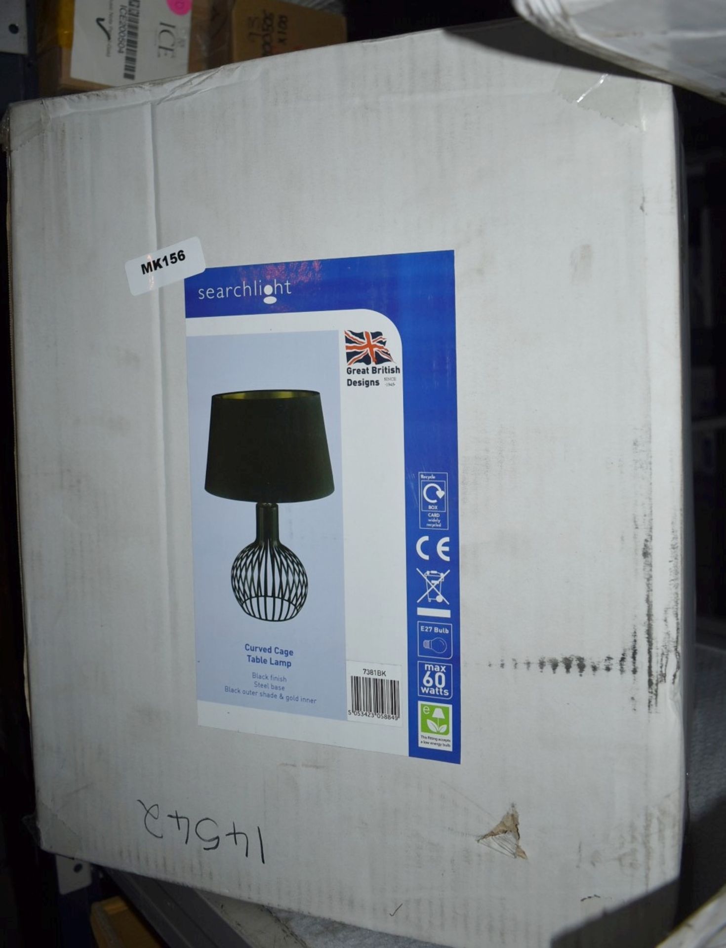 1 x Searchlight Curved Cage Table Lamp With Black Steel Base and Black Shade - Type 7381BK - Ref - Image 2 of 2