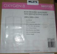 1 x Tavistock Oxygen 8 Bow Fronted Shower Quadrant With Singler Sliding Door - 1000x1000x1950mm -