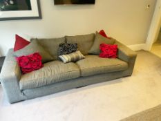 1 x Contemporary 2.4-Metre Wide Sofa Upholstered In A Light Grey Fabric - To Be Removed From An