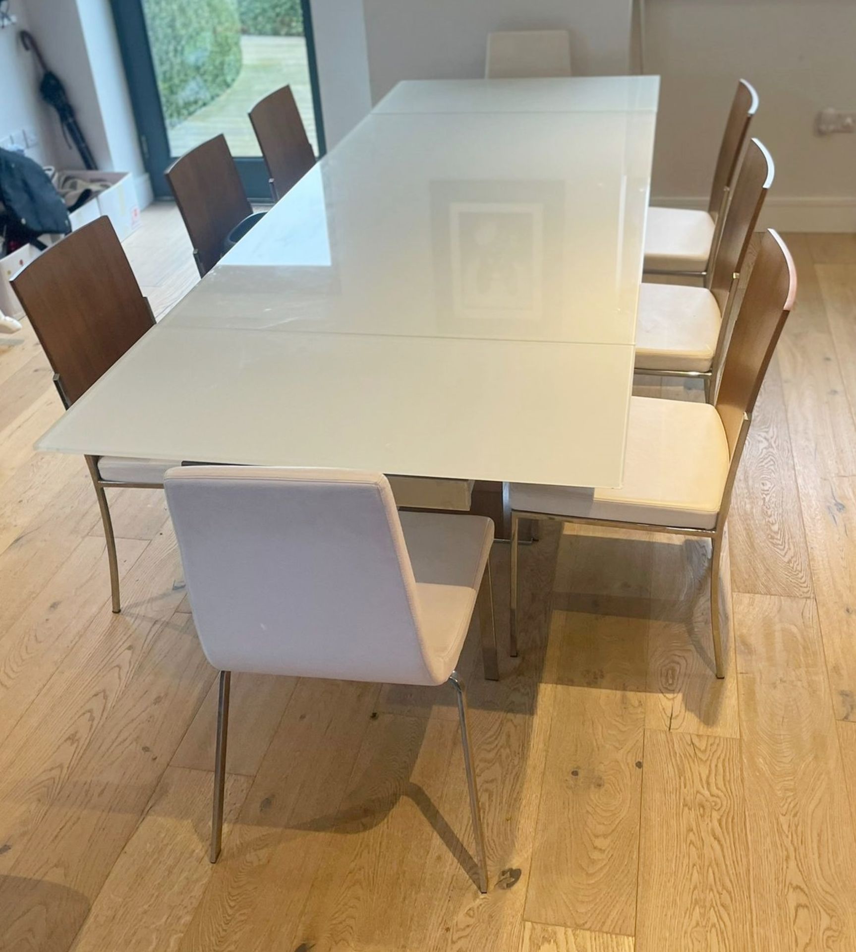 1 x CALLIGARIS 2.8 Metre Italian Glass-topped Extending Dining Table With 8 x Calligaris Chairs - Image 6 of 8