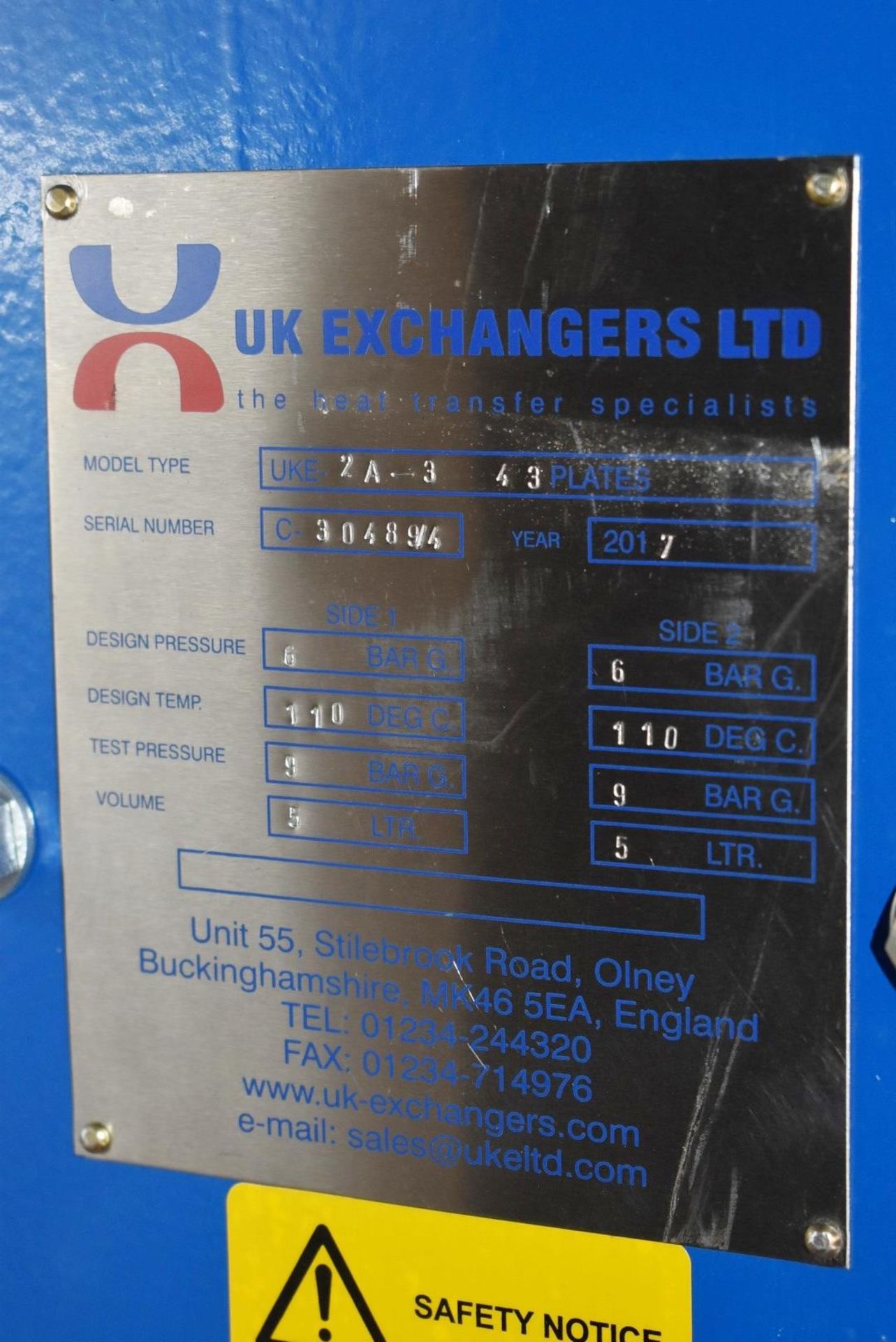 1 x UK Exchangers Gasket Plate Heat Exchanger - Type UKE 2A-3 4 3 Plates - Year: 2017 - Unused Stock - Image 9 of 12