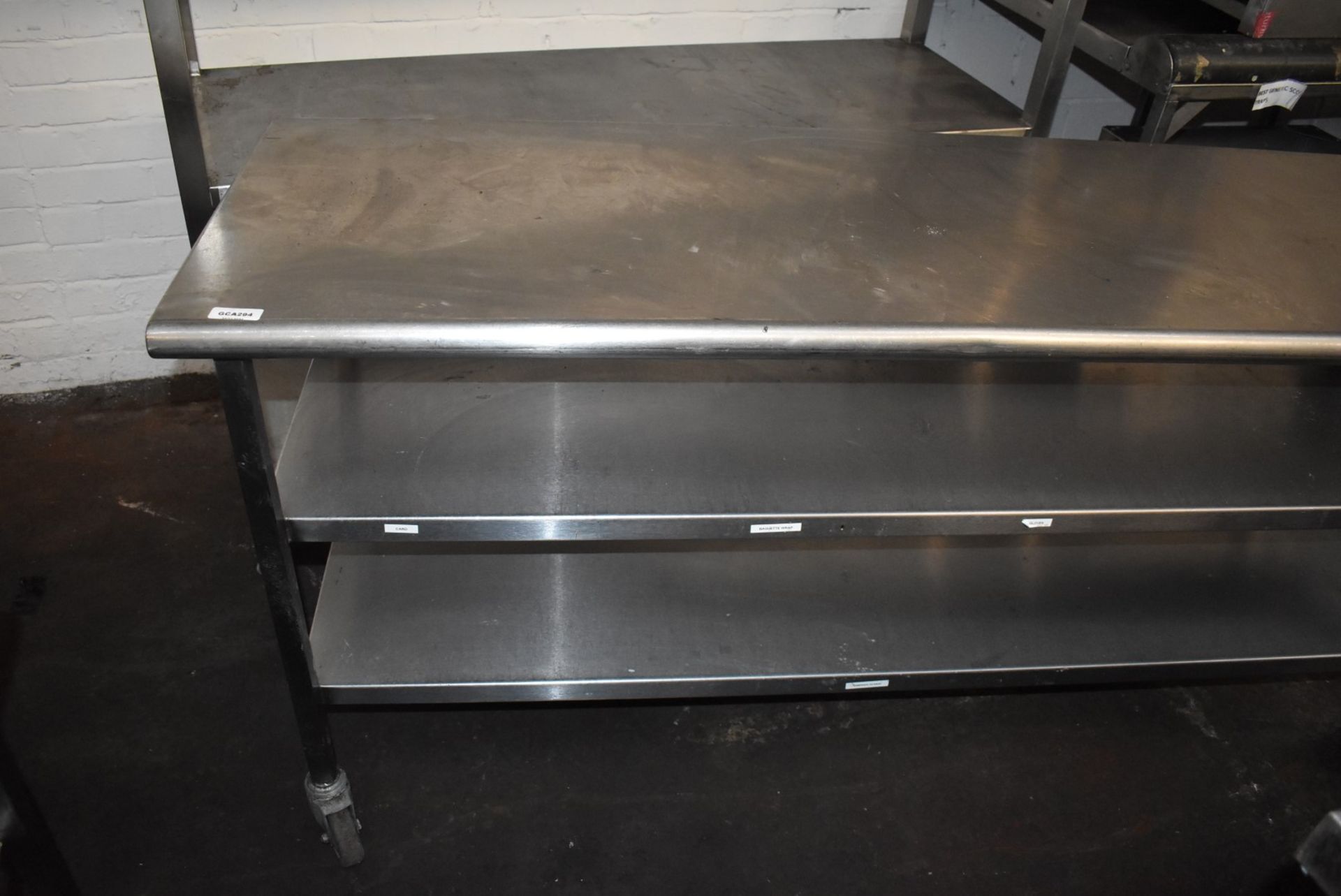 1 x Stainless Steel Prep Table Featuring Castor Wheels, Undershelves and Knife Block - Size: H87 x - Image 8 of 8