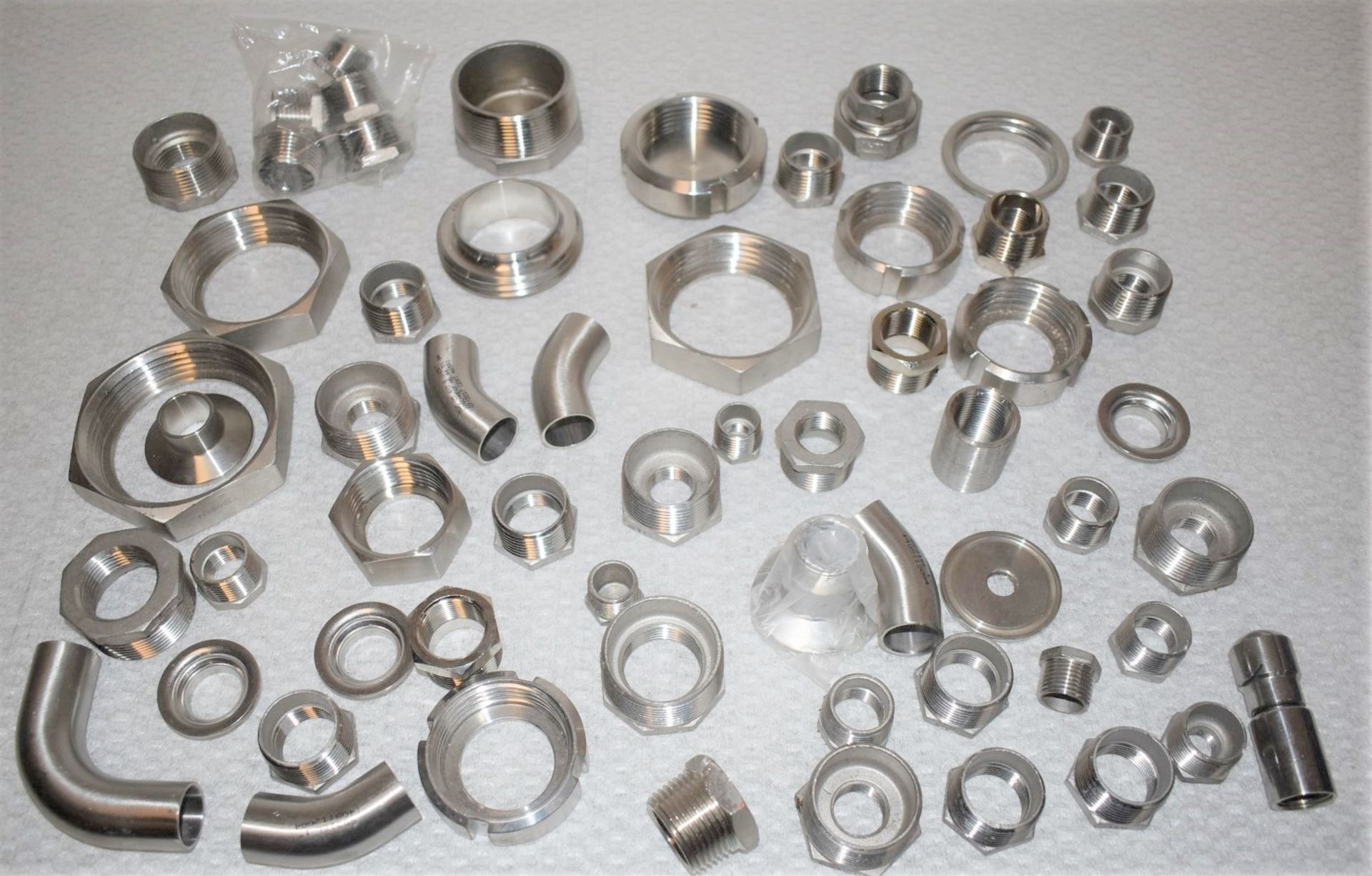 Assorted Job Lot of Stainless Steel Fittings For Brewery Equipment - Includes Approx 60 Pieces -