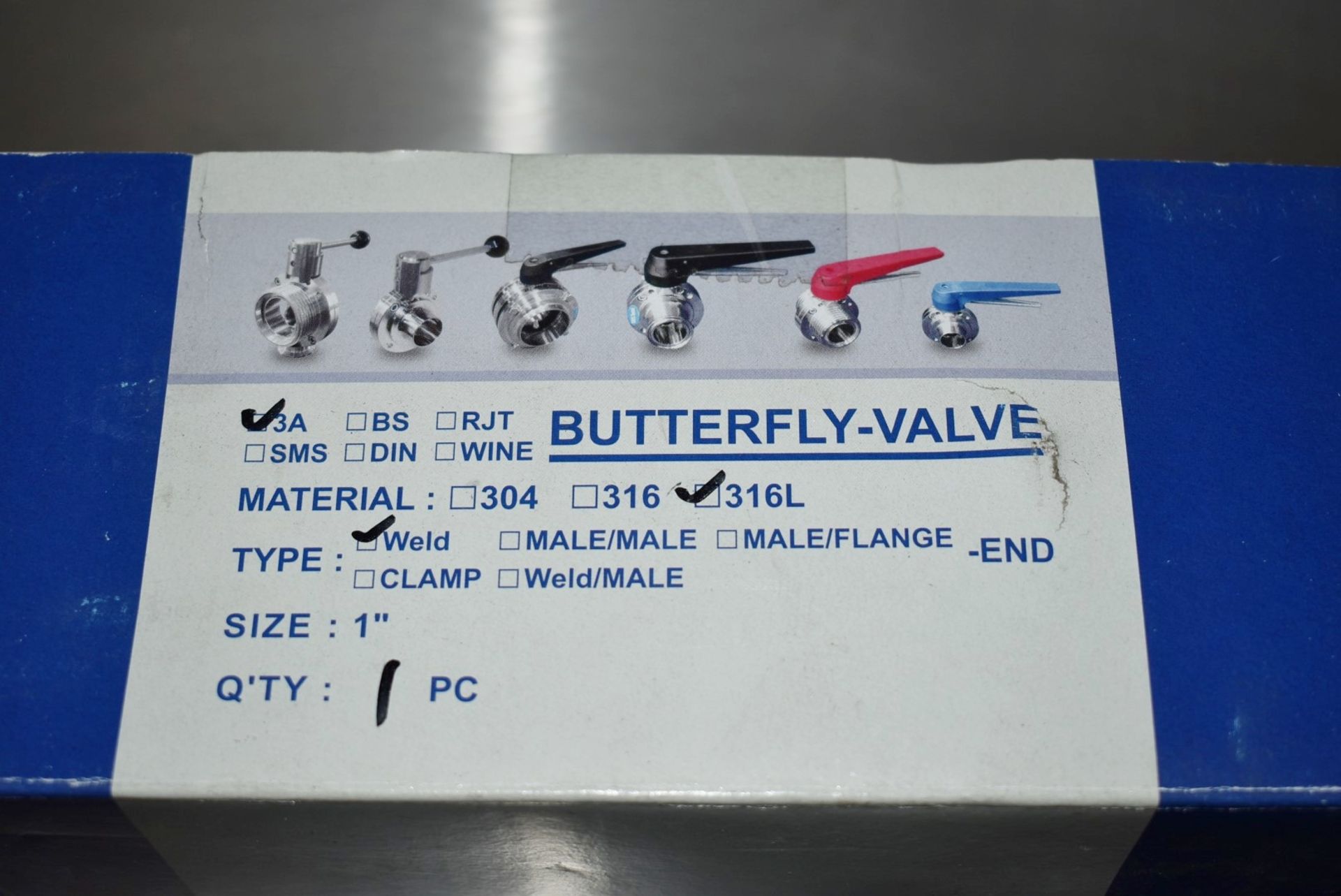 1 x Butterfly Valve - New in Original Box - Model: 3A - Material: 316L - Type: Weld - Size: 1 Inch - - Image 4 of 5