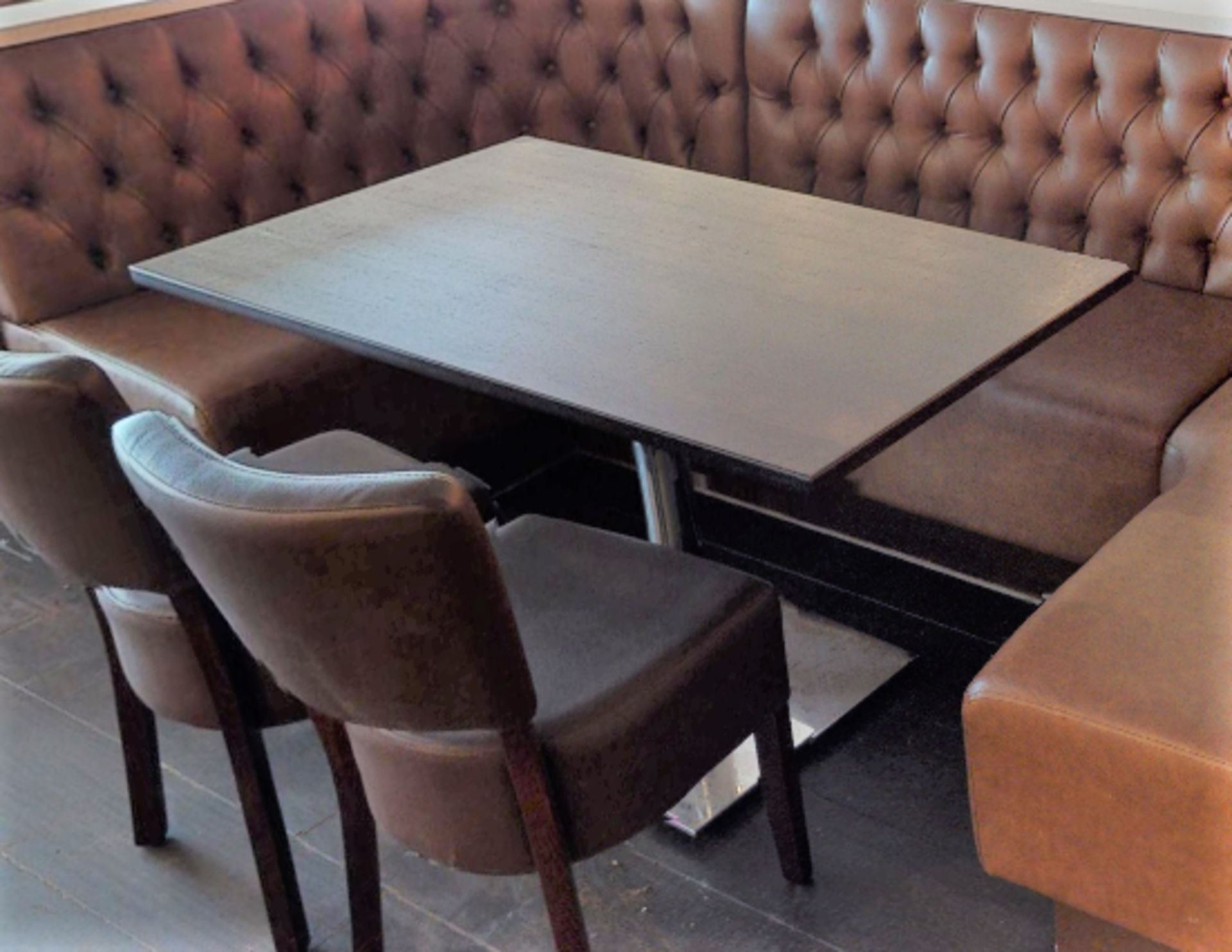 5 x Rectangular Restaurant Tables With Dark Wood Tops and Chrome Bases - Table Size 120 x 70 cms - - Image 3 of 4