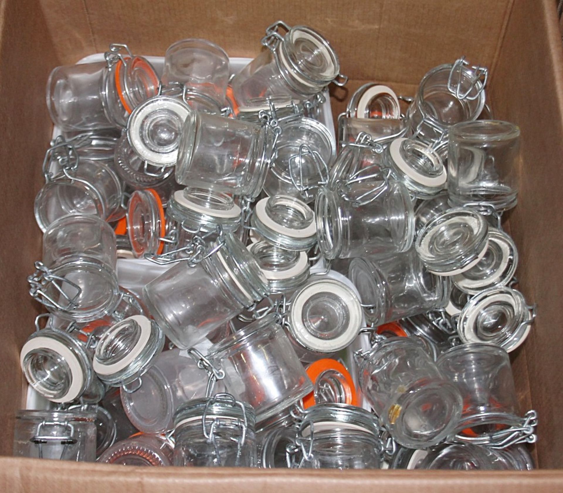 120 x Small Glass Condiment / Perserving Jars - Recently Removed From A Well-known Restaurant In - Image 3 of 6