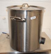 1 x Stainless Steel Brew Kettle With Thermometer, Tesla 3kw Immersion Heater and Tap - Unused