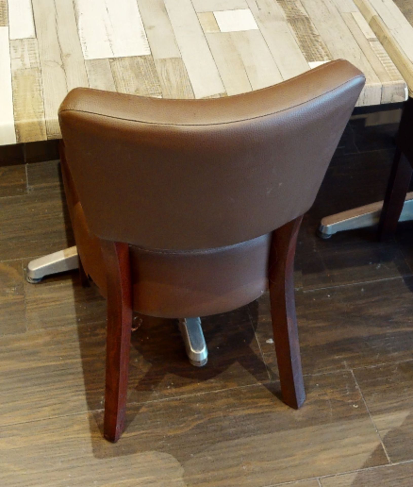 4 x Restaurant Chairs With Brown Leather Seat Pads and Padded Backrests - CL701 - Location: Ashton - Image 4 of 9