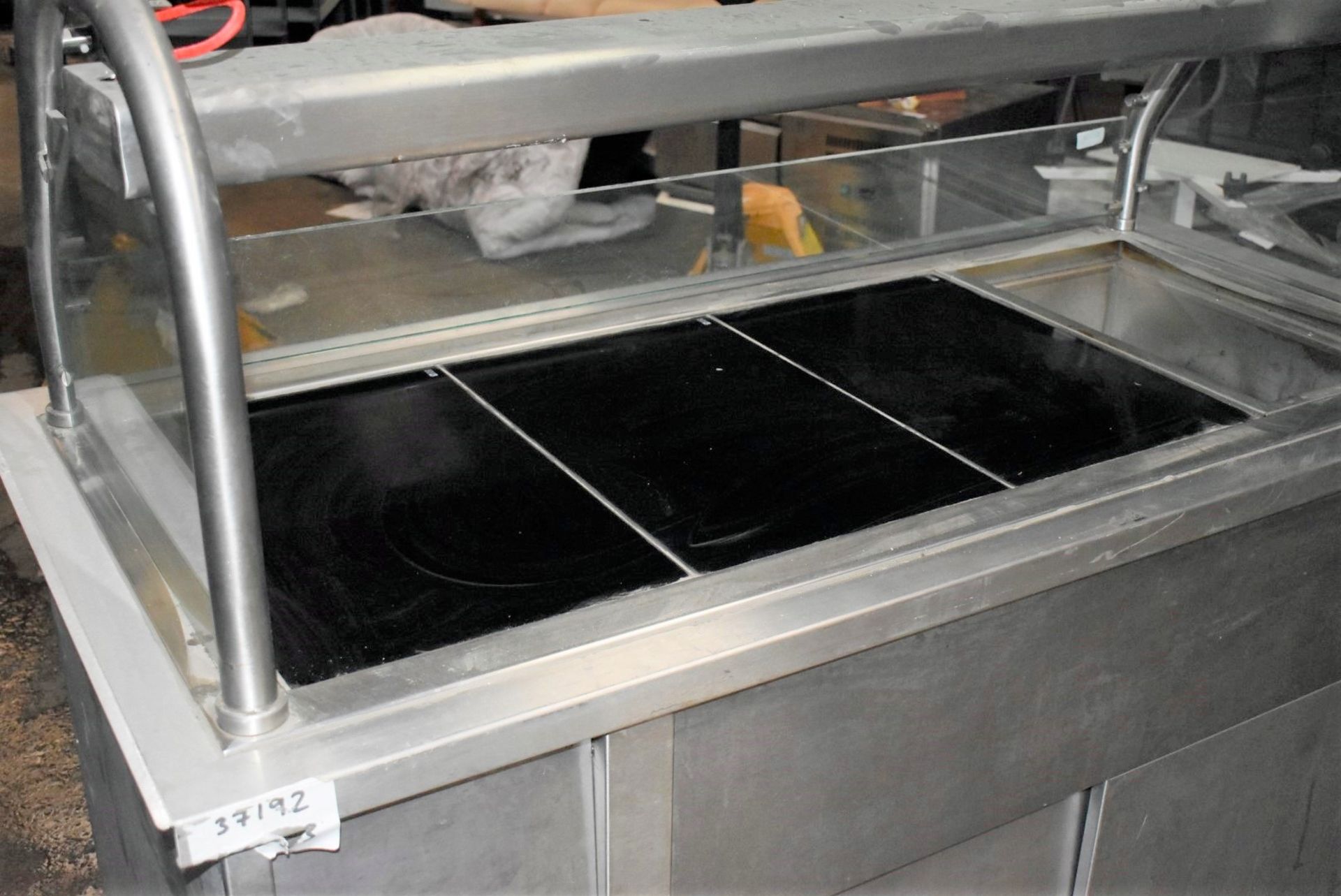 1 x Commercial Servery Unit With Three Ceran Hot Plates, One Baine Marie, Overhead Warmer and - Image 4 of 11