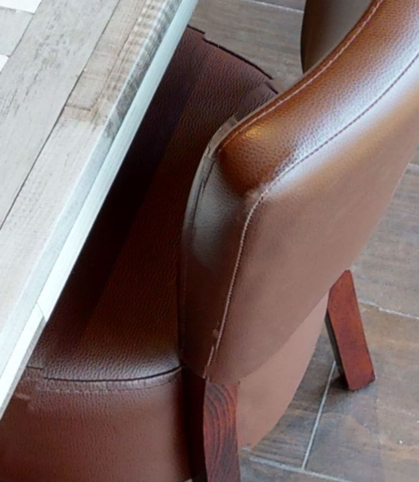 4 x Restaurant Chairs With Brown Leather Seat Pads and Padded Backrests - CL701 - Location: Ashton - Image 3 of 9