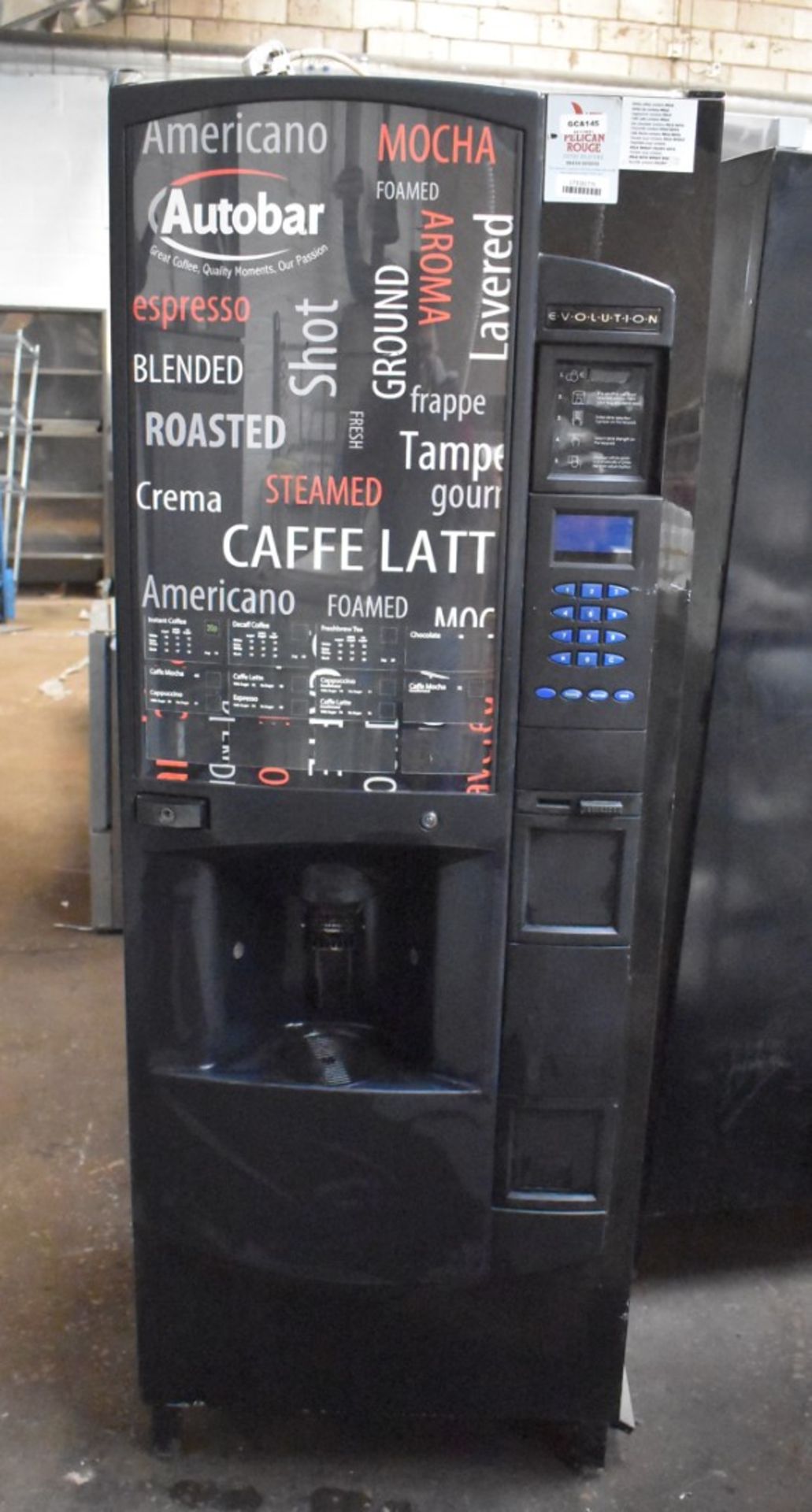 1 x Autobar Evolution Hot Drinks Vending Machine - H182 x W65 x D72 cms - Ref: GCA145 WH5 -