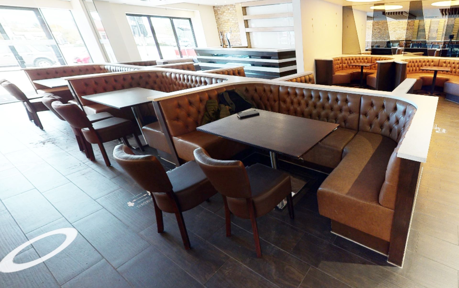 5 x Rectangular Restaurant Tables With Dark Wood Tops and Chrome Bases - Table Size 120 x 70 cms - - Image 2 of 4