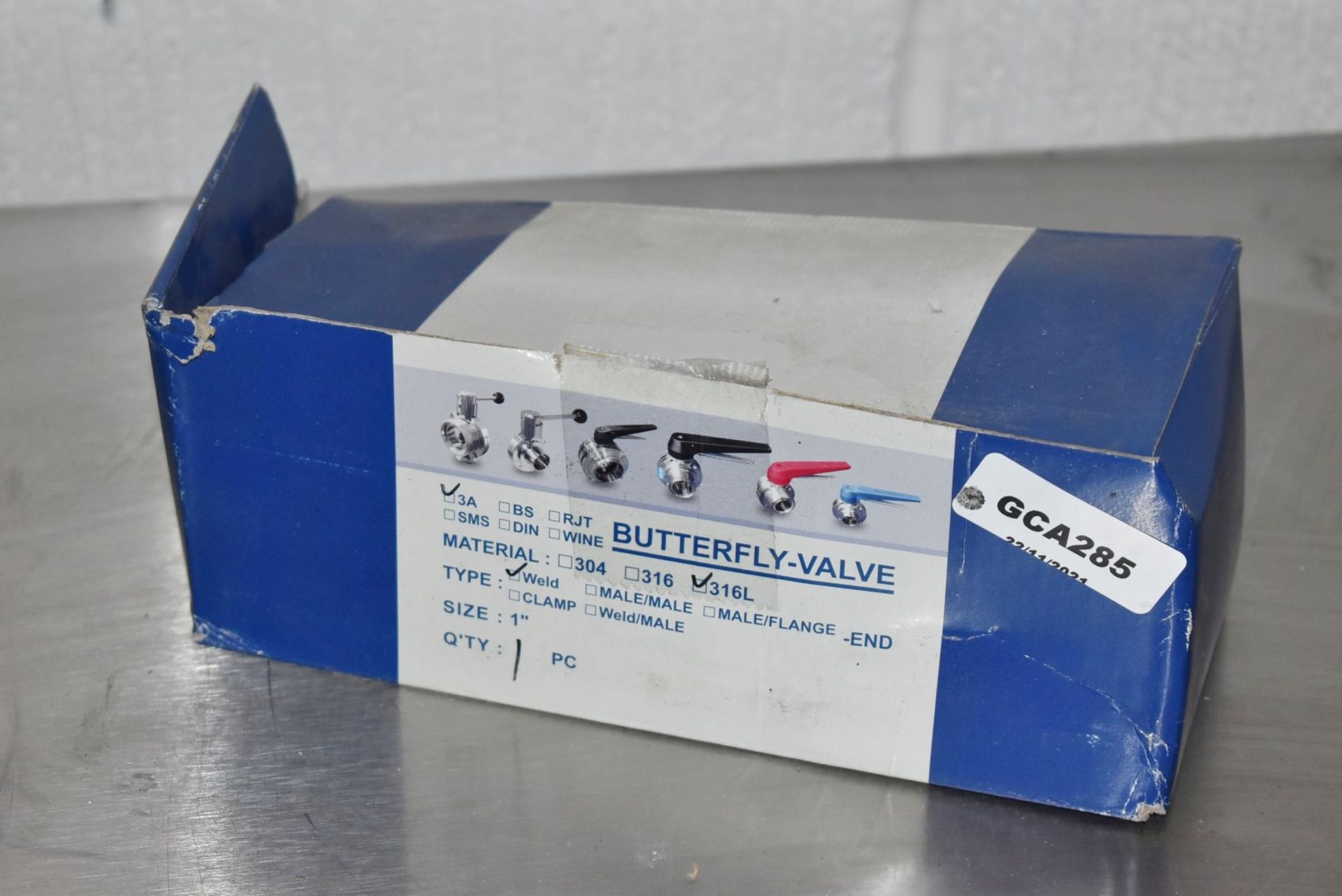 1 x Butterfly Valve - New in Original Box - Model: 3A - Material: 316L - Type: Weld - Size: 1 Inch - - Image 3 of 3