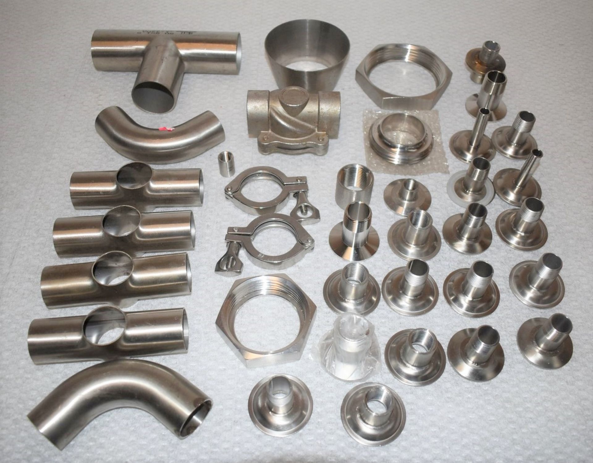 Assorted Job Lot of Stainless Steel Fittings For Brewery Equipment - Includes Approx 37 Pieces -