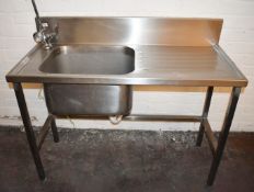 1 x Stainless Steel Sink Unt Featuring Single Wash Bowl, Drainer, Mixer Tap and Spray Hose Rinser