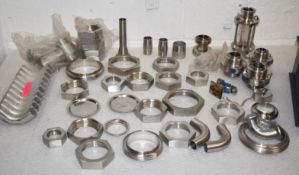 Assorted Job Lot of Stainless Steel Fittings For Brewery Equipment - Includes Approx 140 Pieces -