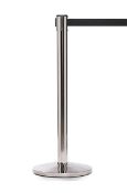 2 x QueueMaster 550 11ft Retractable Belt Barrier Sets With Polished Stainless Stanchion Posts -