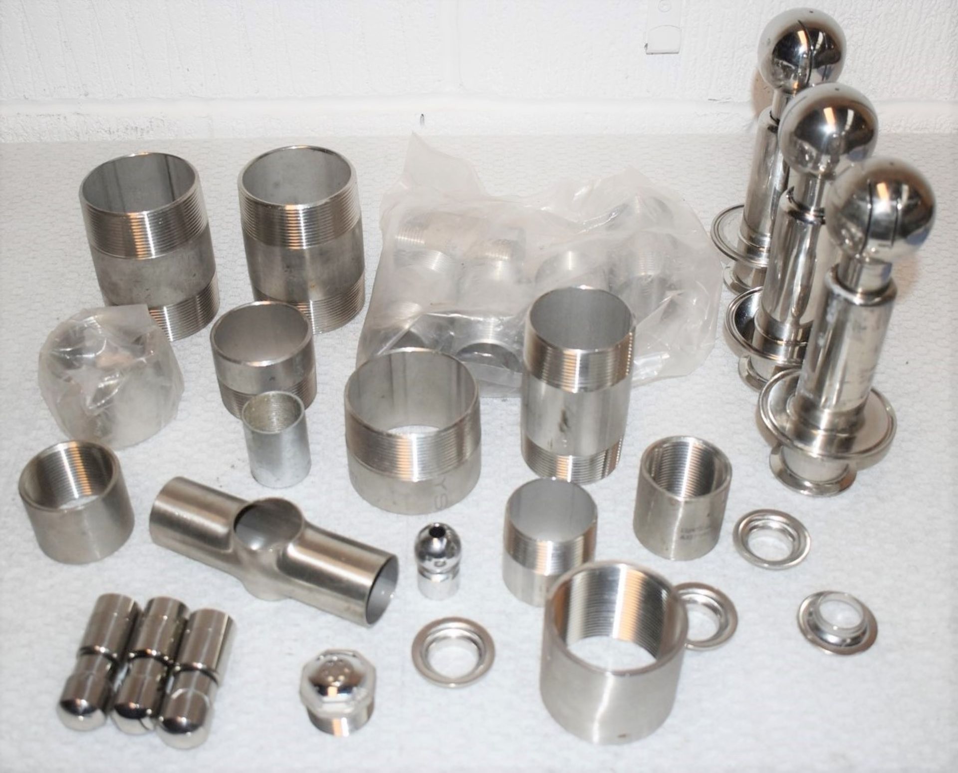 Assorted Job Lot of Stainless Steel Fittings For Brewery Equipment - Includes Approx 30 Pieces -