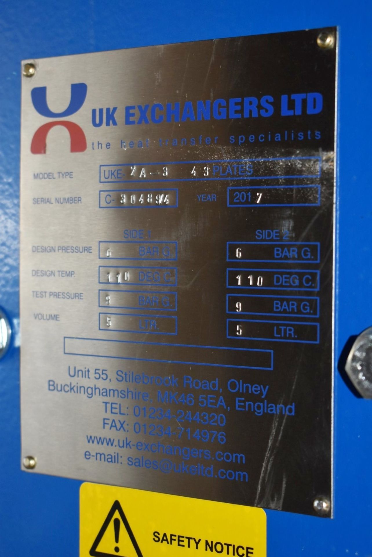 1 x UK Exchangers Gasket Plate Heat Exchanger - Type UKE 2A-3 4 3 Plates - Year: 2017 - Unused Stock - Image 12 of 12