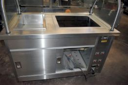 1 x Grundy Commercial Servery Unit With Ceran Hot Plate, Baine Marie, Overhead Warmer and Plate