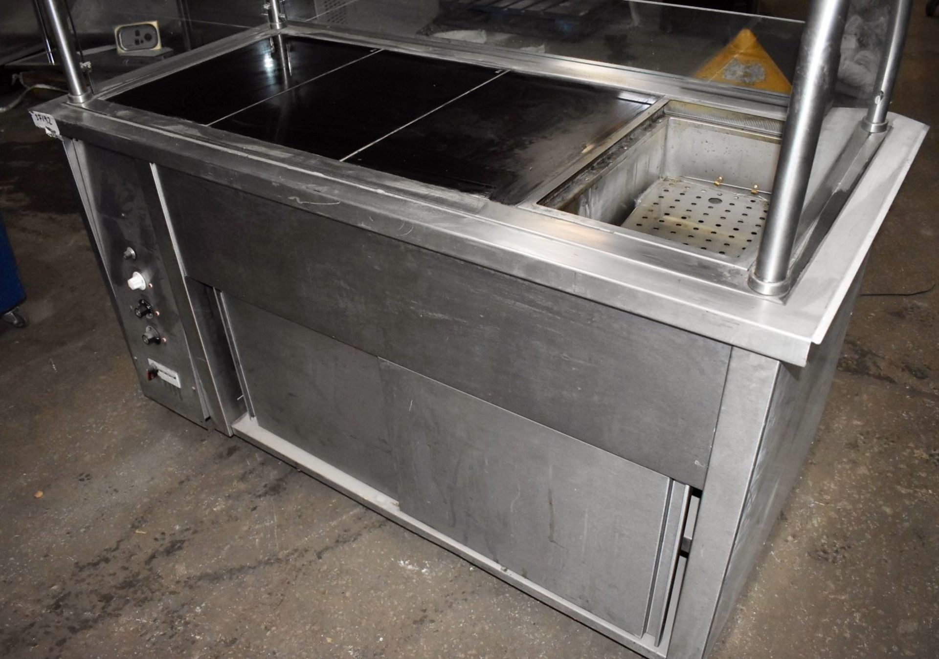 1 x Commercial Servery Unit With Three Ceran Hot Plates, One Baine Marie, Overhead Warmer and - Image 9 of 11
