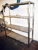1 x Stainless Steel Three Tier Shelf Unit - Size: H188 x W150 x D48 cms - Recently Removed From a