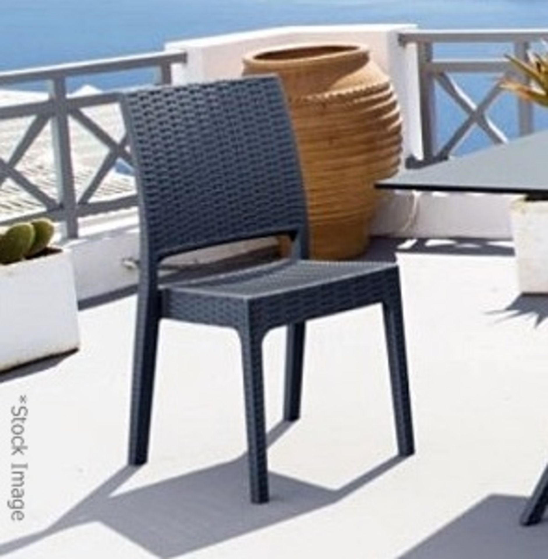 4 x SIESTA EXCLUSIVE 'Florida' Commercial Stackable Rattan-style Chairs In Dark Grey -CL987 -