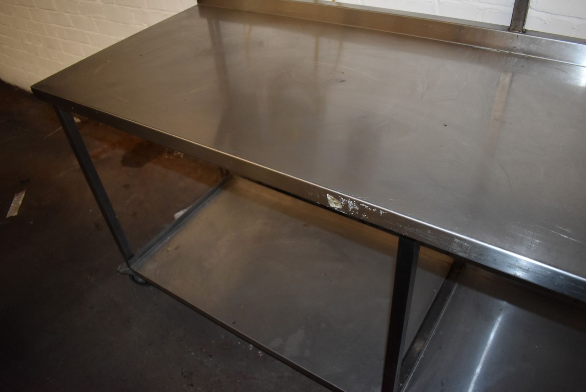 1 x Stainless Steel Donut Preperation Bench - Features Removable Undershelves, Castor Wheels and - Image 6 of 11