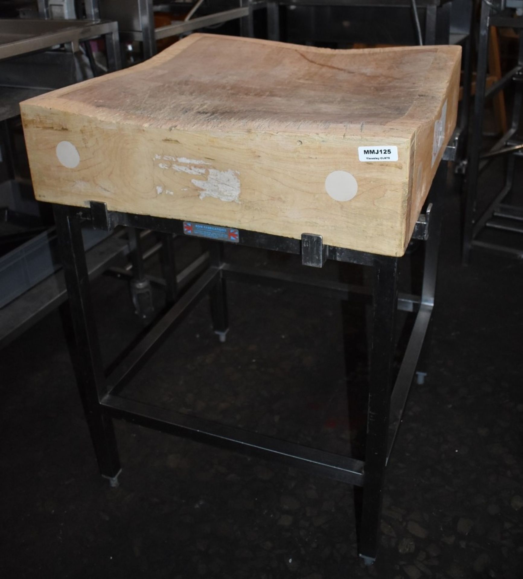 1 x Wooden Butchers Block on Stainless Steel Stand - Recently Removed From a Major Supermarket - Image 2 of 8