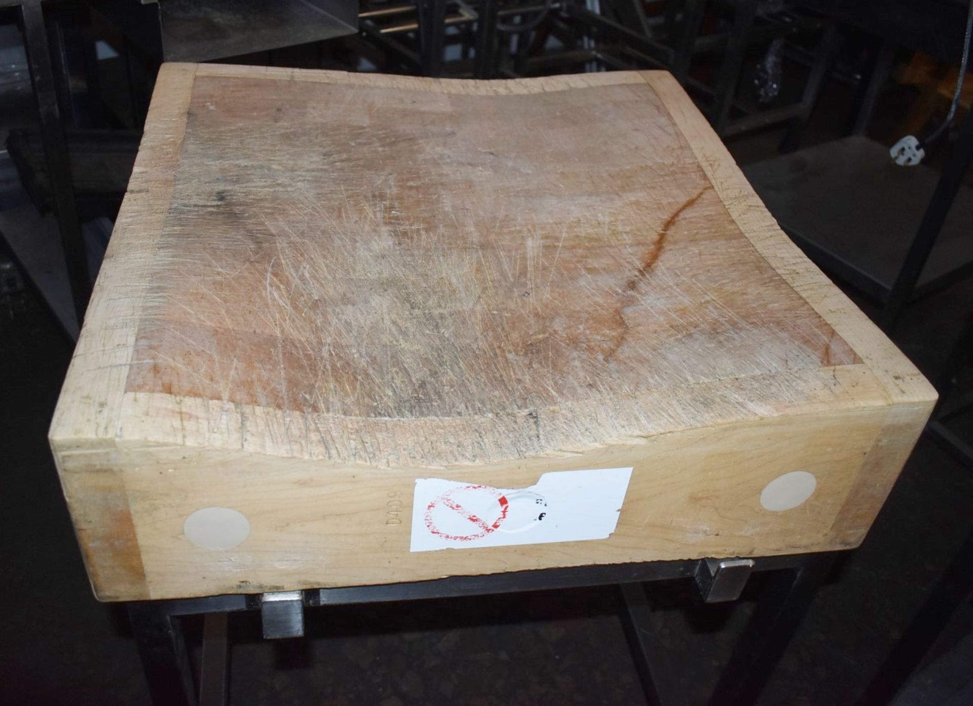 1 x Wooden Butchers Block on Stainless Steel Stand - Recently Removed From a Major Supermarket - Image 6 of 8