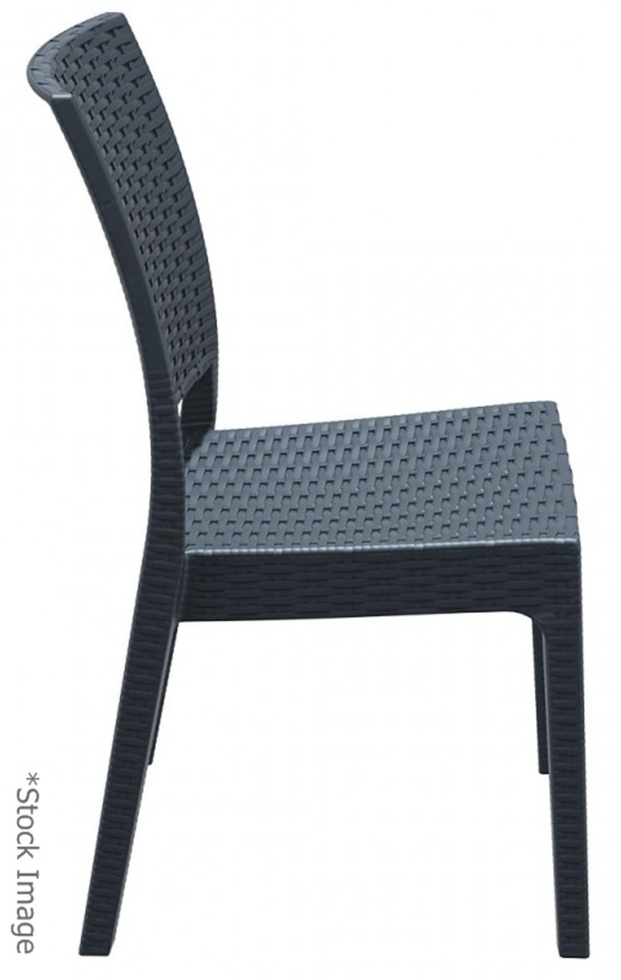 4 x SIESTA EXCLUSIVE 'Florida' Commercial Stackable Rattan-style Chairs In Dark Grey -CL987 - - Image 5 of 13