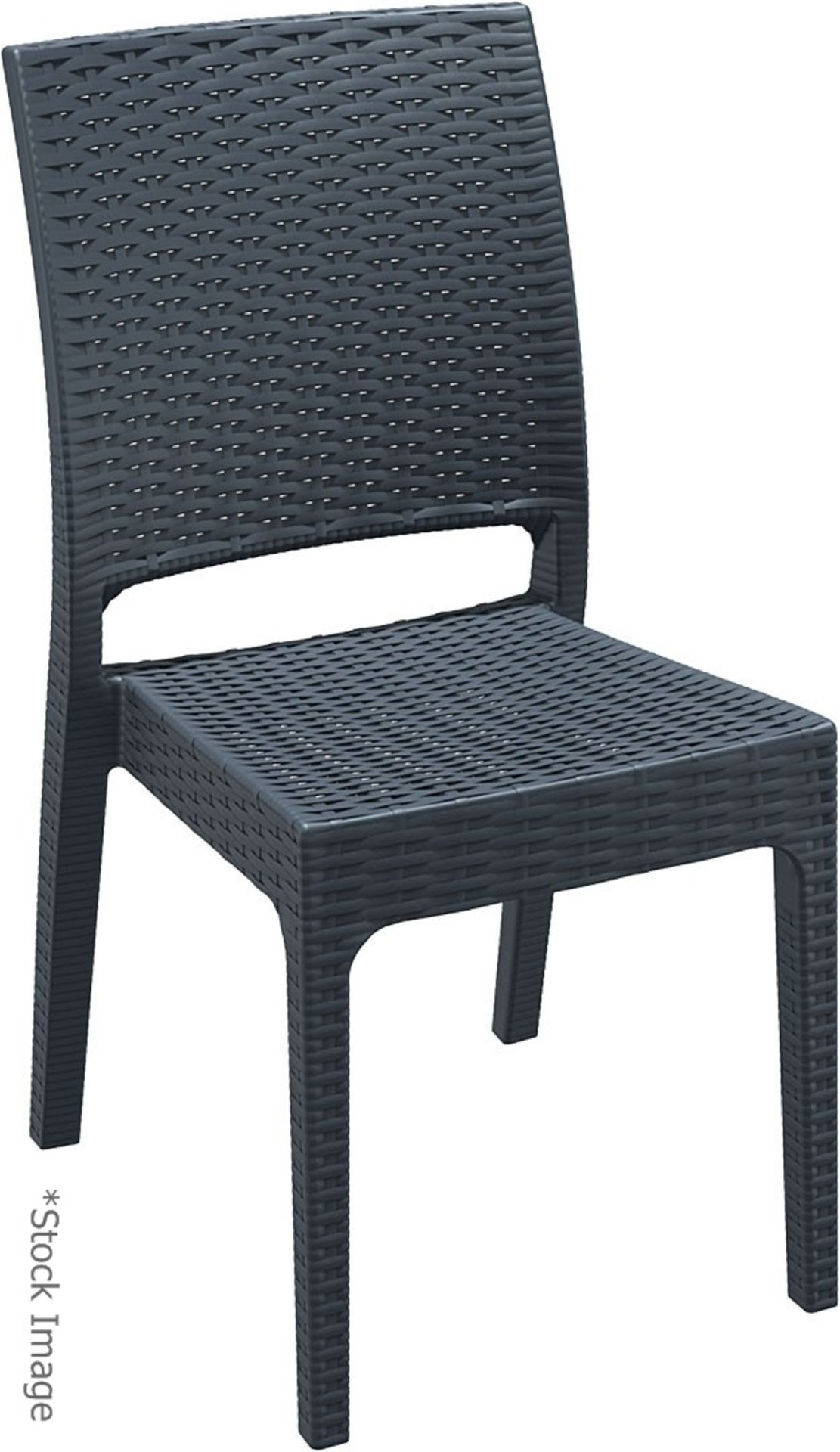 4 x SIESTA EXCLUSIVE 'Florida' Commercial Stackable Rattan-style Chairs In Dark Grey - CL987 - Total - Image 2 of 13