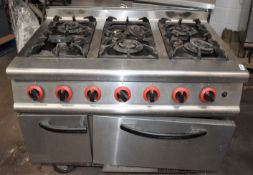 1 x Angelo Po 6 Burner Range Cooker With Stainless Steel Exterior - Doors Need Attention - Width
