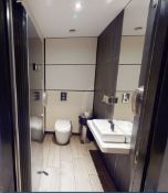 1 x Toilet Suite - Includes Back to Wall Toilet, Floating Hand Wash Basin With Mixer Tap, Pedal Bin,