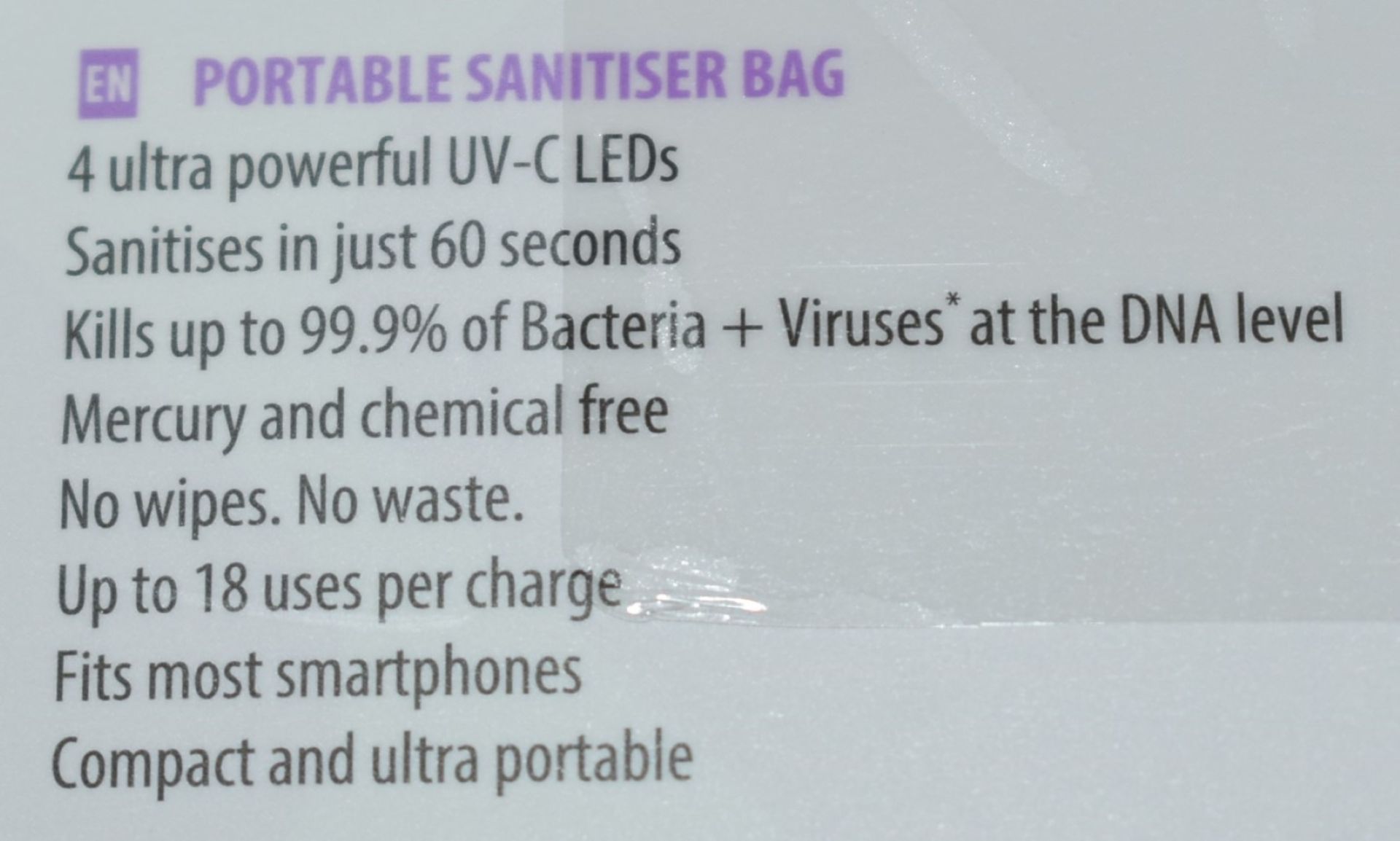 1 x Homedics UV Clean Portable Sanitiser Bag - Kills Upto 99.9% of Bacteria & Viruses in Just 60 - Image 2 of 18