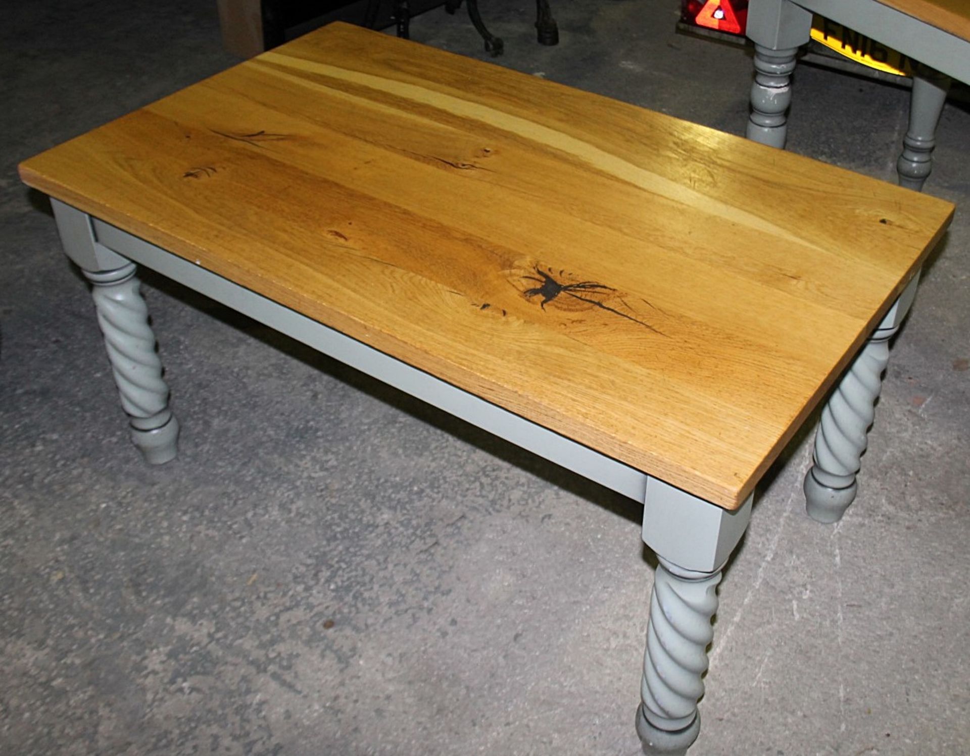 1 x Solid Wood Farmhouse Low Coffee Table - Features A Solid Oak Table Top - Image 4 of 4