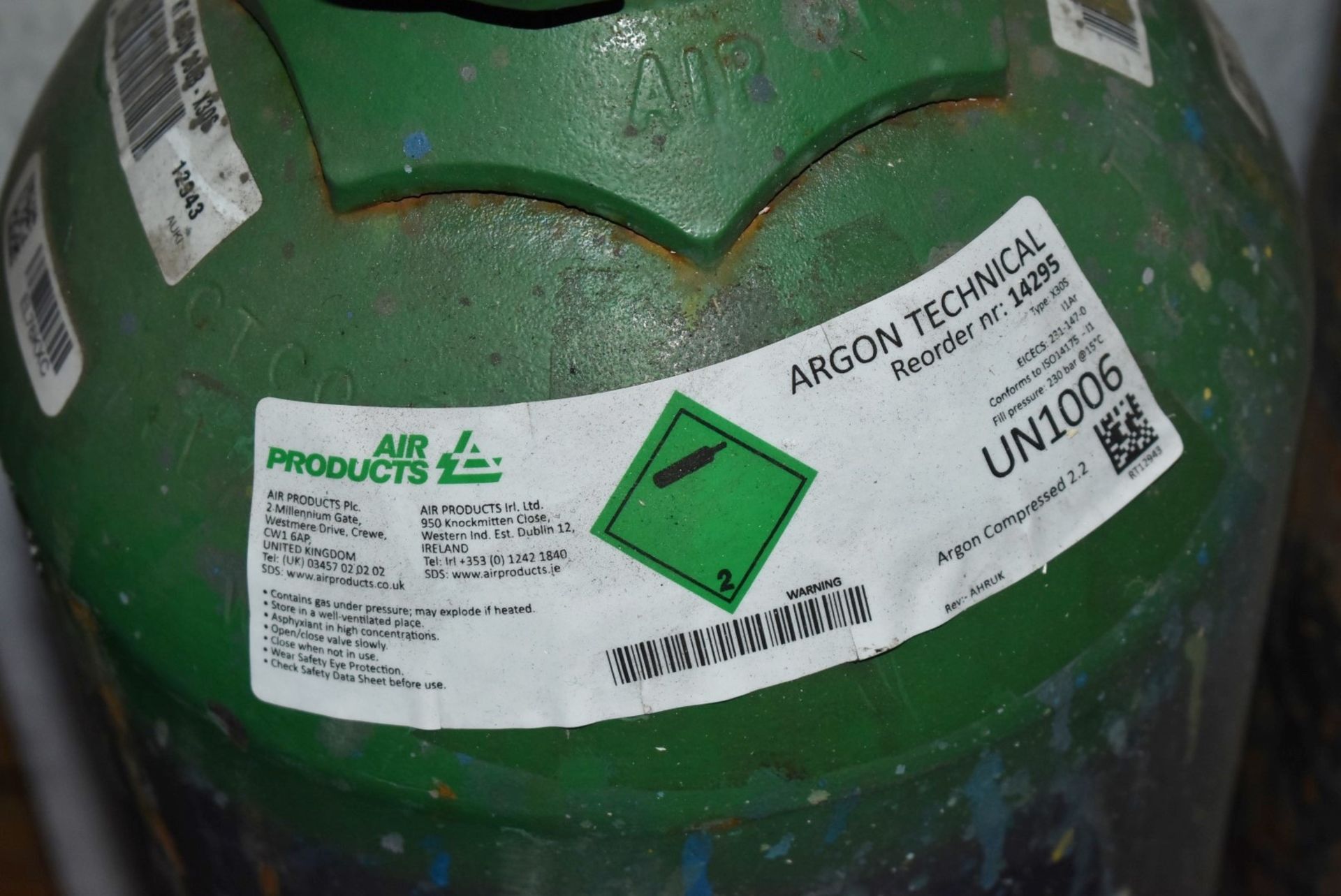 3 x Argon Welding and Cutting Gas Cylinders - Height 2 x 105cm and 1x 70cm - CL717 - Ref: GCA435 WH5 - Image 12 of 15