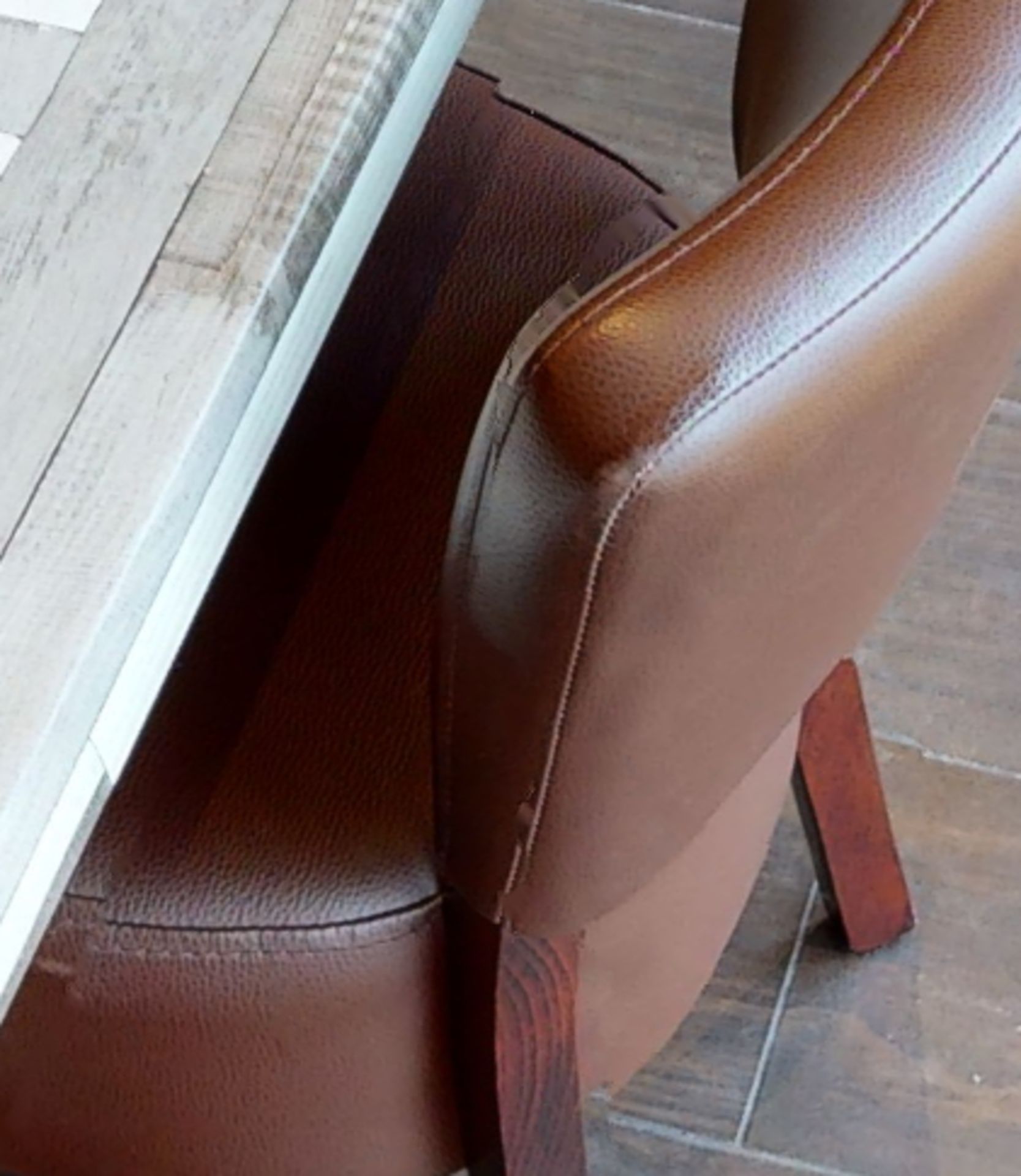 4 x Restaurant Chairs With Brown Leather Seat Pads and Padded Backrests - CL701 - Location: Ashton - Image 7 of 9