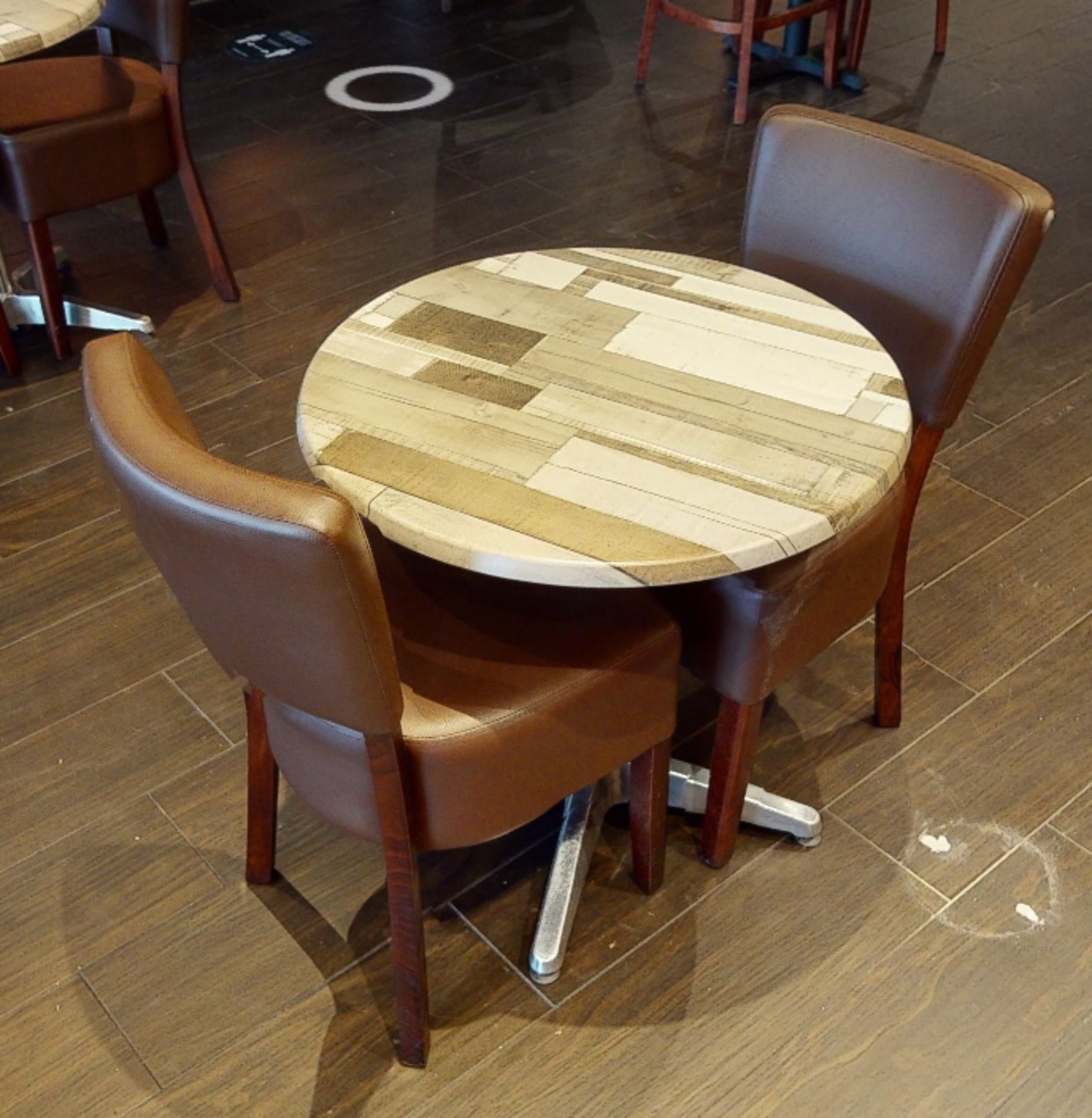 4 x Restaurant Chairs With Brown Leather Seat Pads and Padded Backrests - CL701 - Location: Ashton - Image 2 of 9