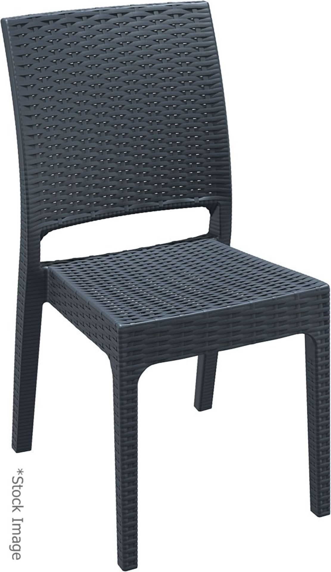 4 x SIESTA EXCLUSIVE 'Florida' Commercial Stackable Rattan-style Chairs In Dark Grey -CL987 - - Image 2 of 13