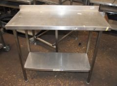 1 x Stainless Steel Prep Table With Undershelf and Upstand - Size: H89 x W105 x D51 cms - Recently
