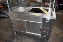 1 x Grundy Commercial Servery Unit With Ceran Hot Plate, Baine Marie, Overhead Warmer and Plate