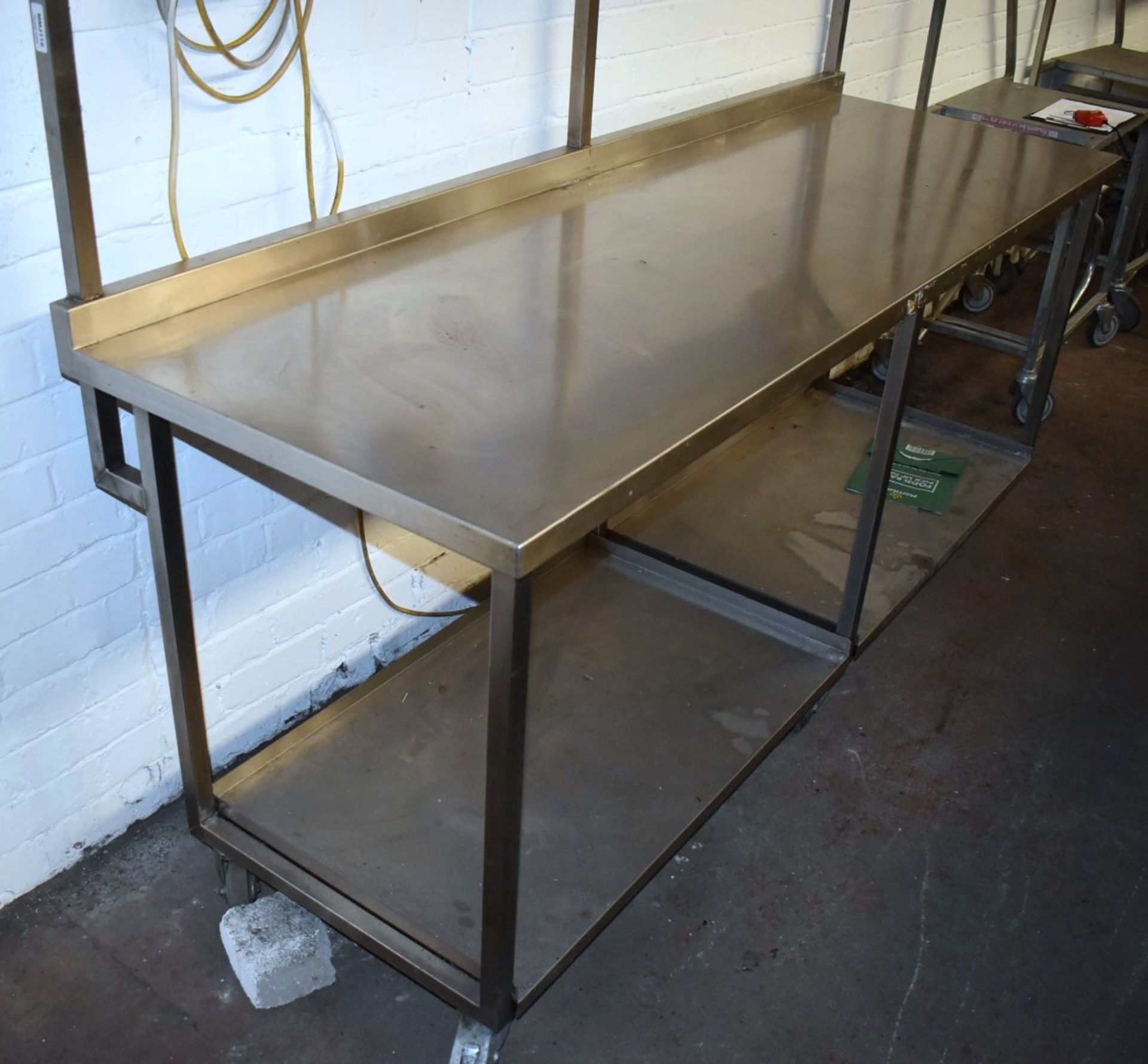 1 x Stainless Steel Donut Preperation Bench - Features Removable Undershelves, Castor Wheels and - Image 3 of 11