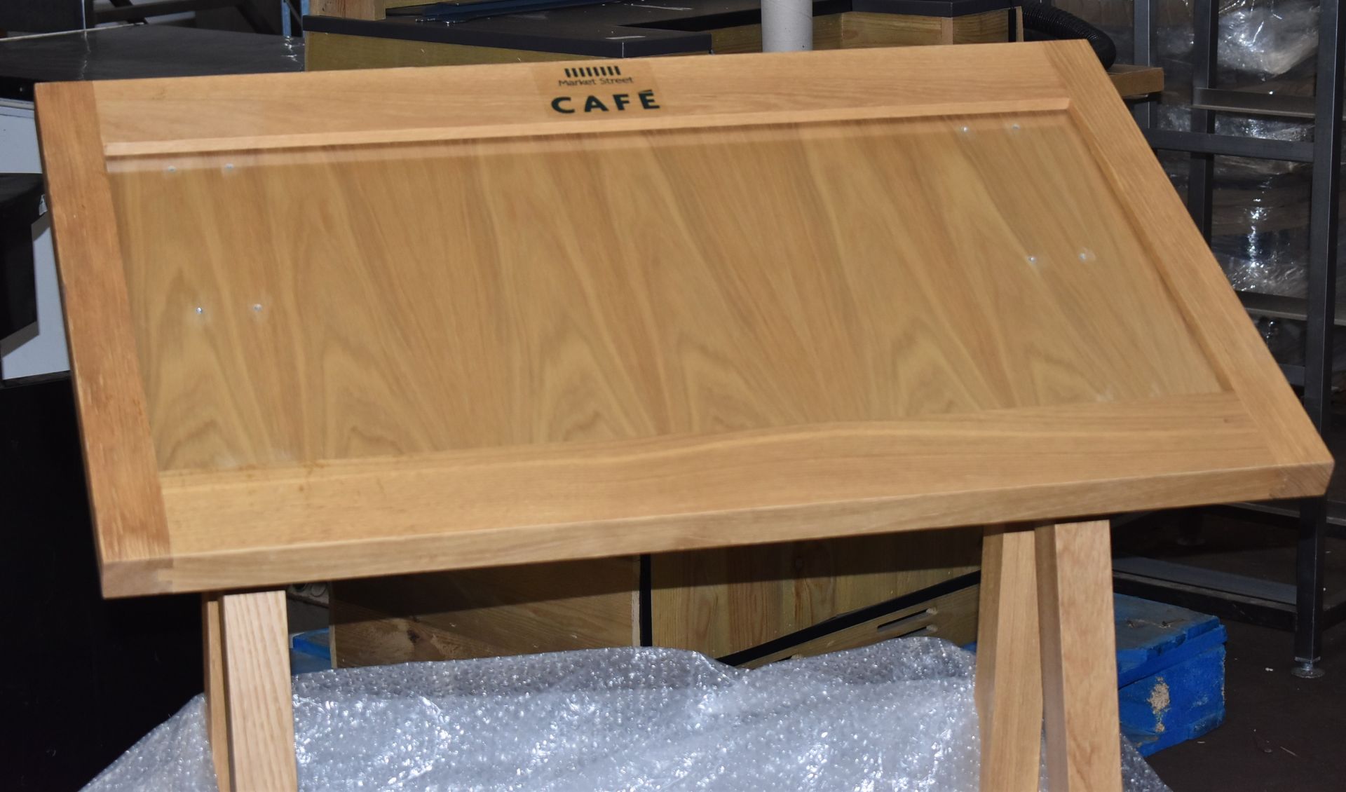 1 x Solid Oak Lecturn Menu Board - Freestanding - Unused Item From Major Supermarket Chain - Menu