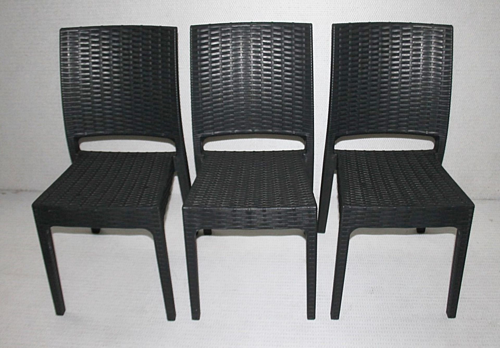 4 x SIESTA EXCLUSIVE 'Florida' Commercial Stackable Rattan-style Chairs In Dark Grey -CL987 - - Image 6 of 13