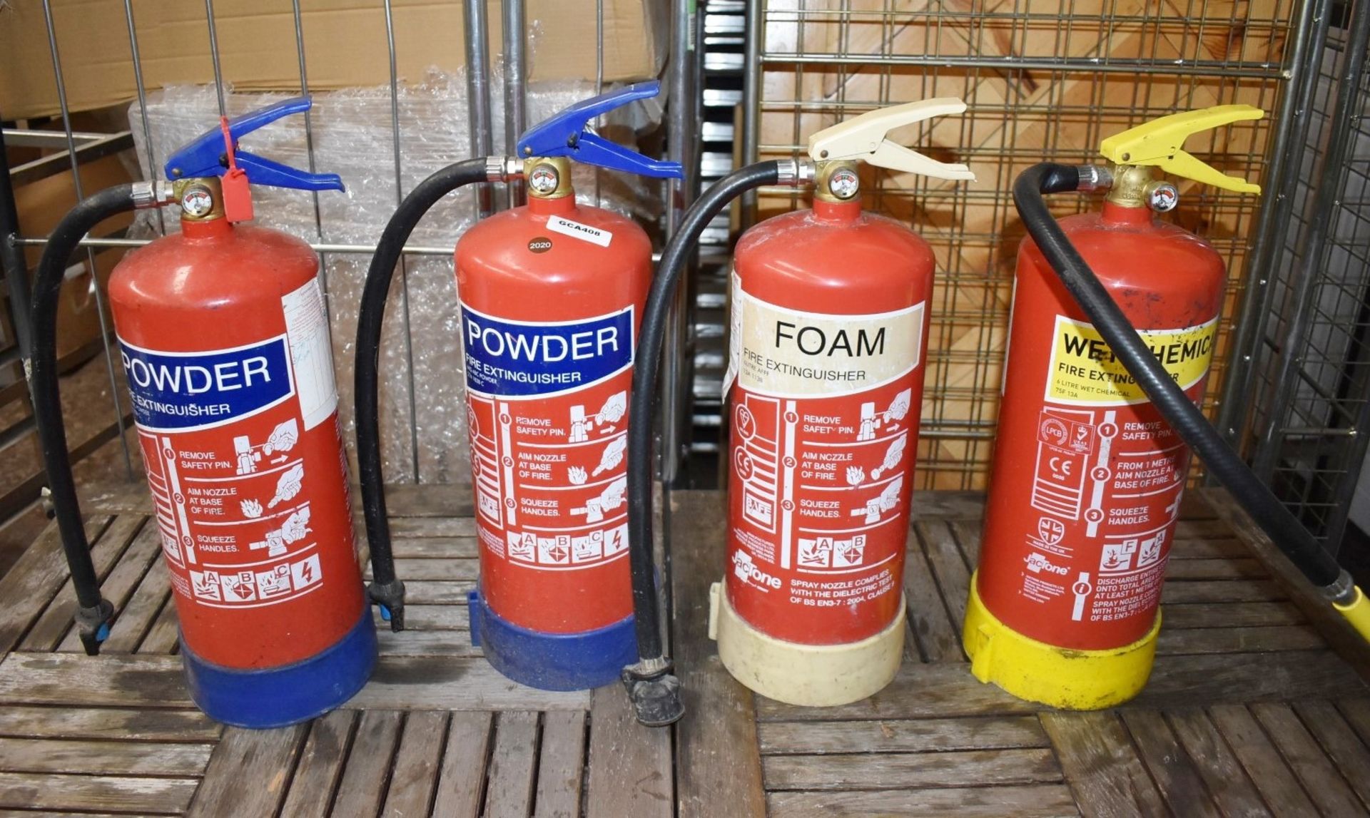 4 x Various Fire Extinguishers - Includes Power, Foam and Wet Chemical - CL011 - Ref: GCA408 WH5 -