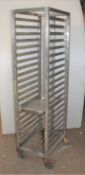 1 x Stainless Steel 22 Tier Mobile Tray Rack - Size H166 x W40 x D55 cms - CL675 - Ref MMJ14 WH5 -