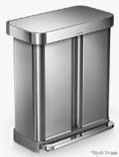 1 x SIMPLEHUMAN Dual Compartment Recycling Pedal Bin In Stainless Steel - Original Price £189.95