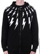 1 x Men's Genuine Neil Barrett LIGHTNING BOLT Hoodie In Black - Size: Slim Fit Medium - RRP £595.00