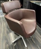 5 x Malet Branded Professional Hairdressing Salon Swivel Chairs In Brown - Each Is Supplied With A
